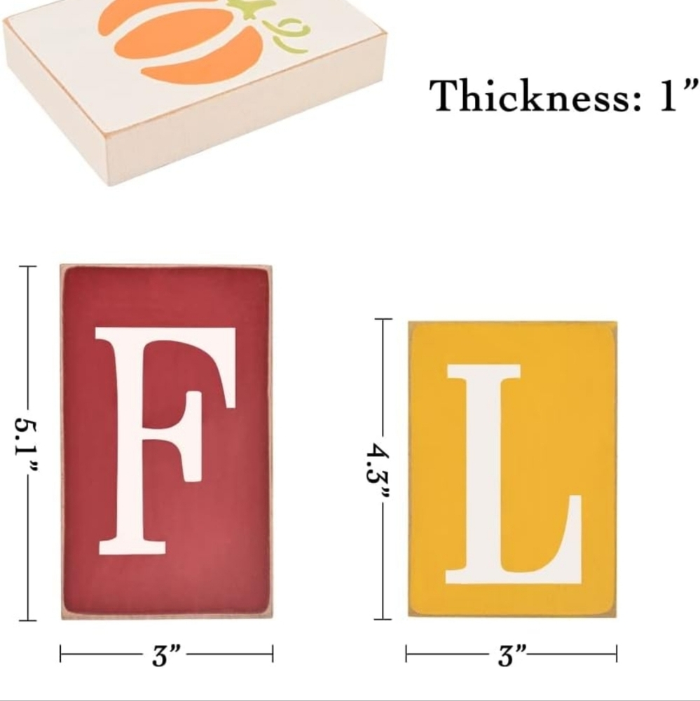 Set of 4 Free Standing Fall Signs Rustic‎ Table Decor Thanksgiving - Picture 3 of 9